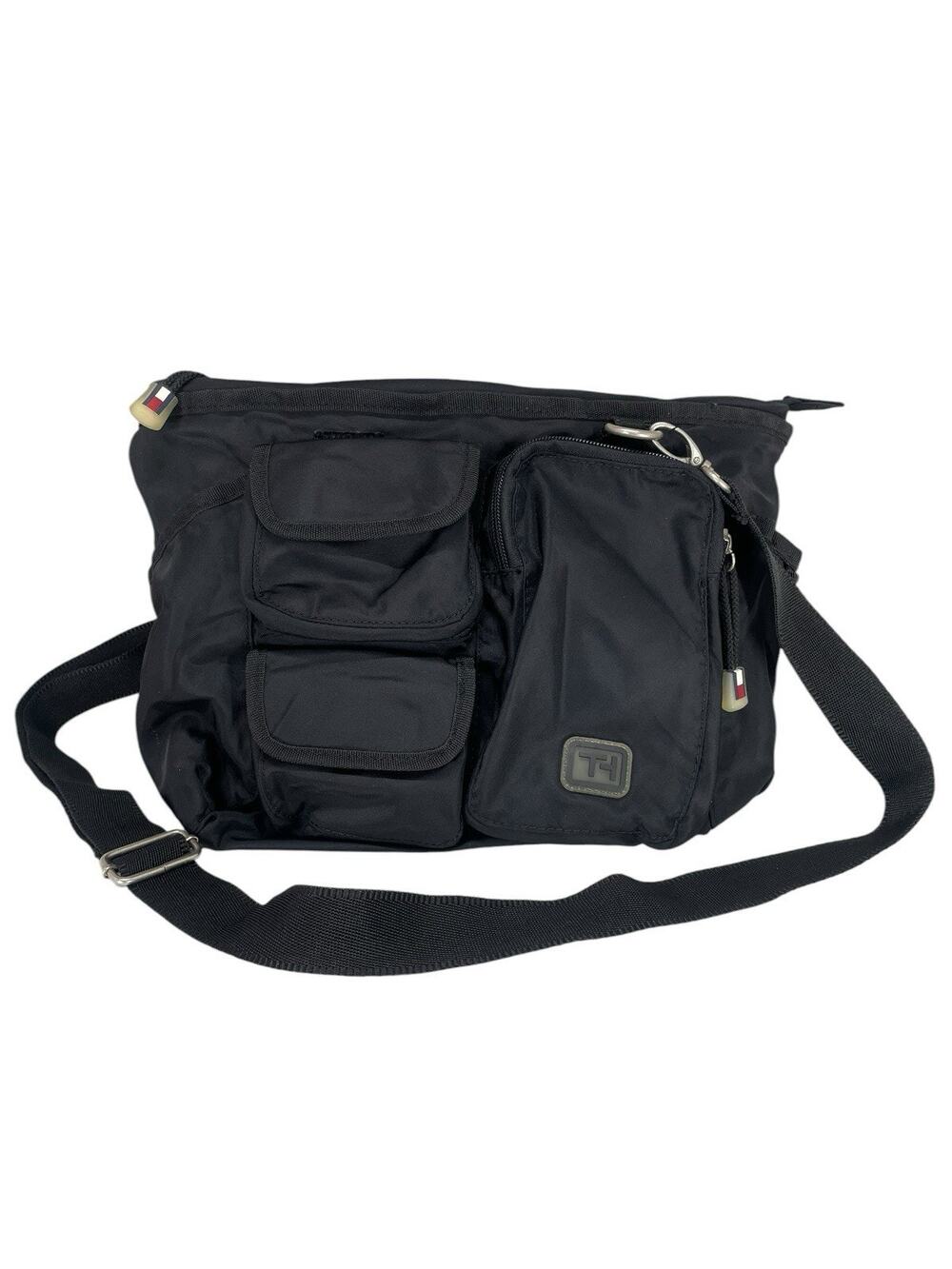 VTG Y2K Tommy Hilfiger Black Nylon Crossbody Shoulder Bag Tote Utility Gorpcore